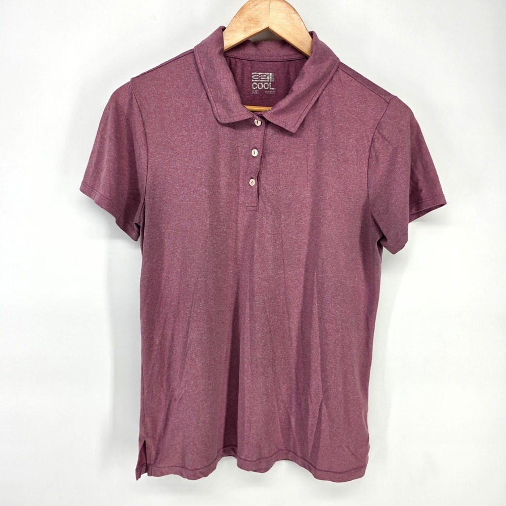 32 Degrees Cool Polo Shirt Womens M Burgundy Short Sleeve Active Performance